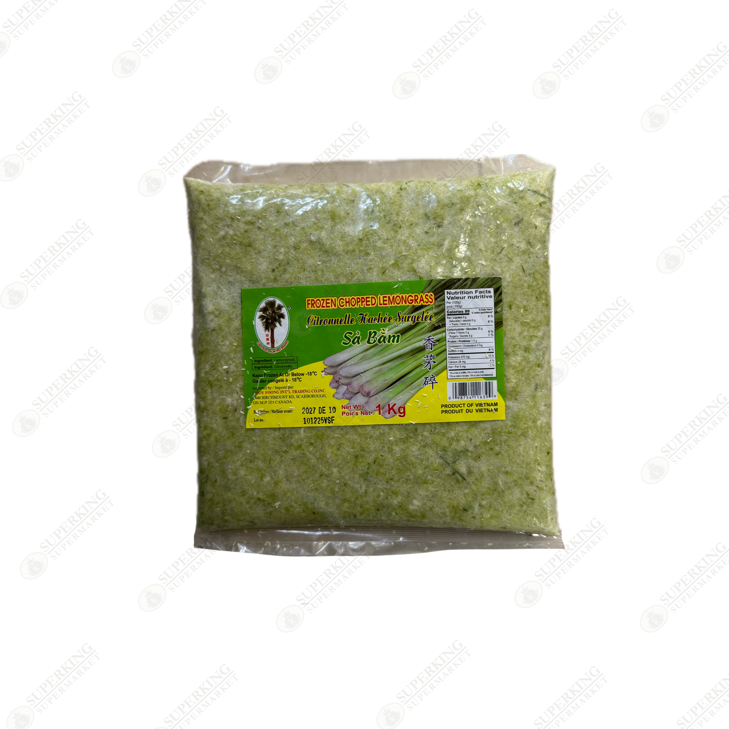 Frozen Chopped Lemongrass (Sa Bam) 10 x 1kg