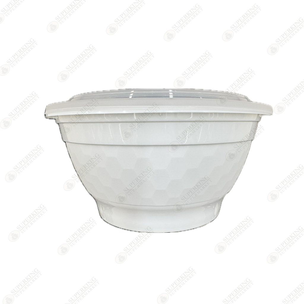 42 oz Round Bowl Microwavable Container White w/ Clear Dome Lid YN-42W (150 sets)