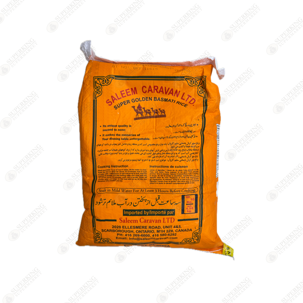 Saleem Caravan Super Golden Basmati Rice 4 x 10lbs