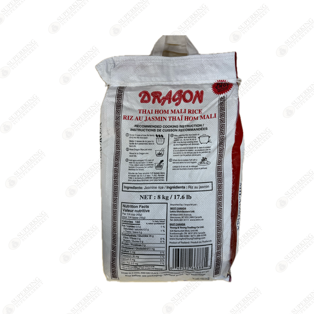 Dragon Thai Hom Mali Jasmine Rice 8kg /17.62lbs