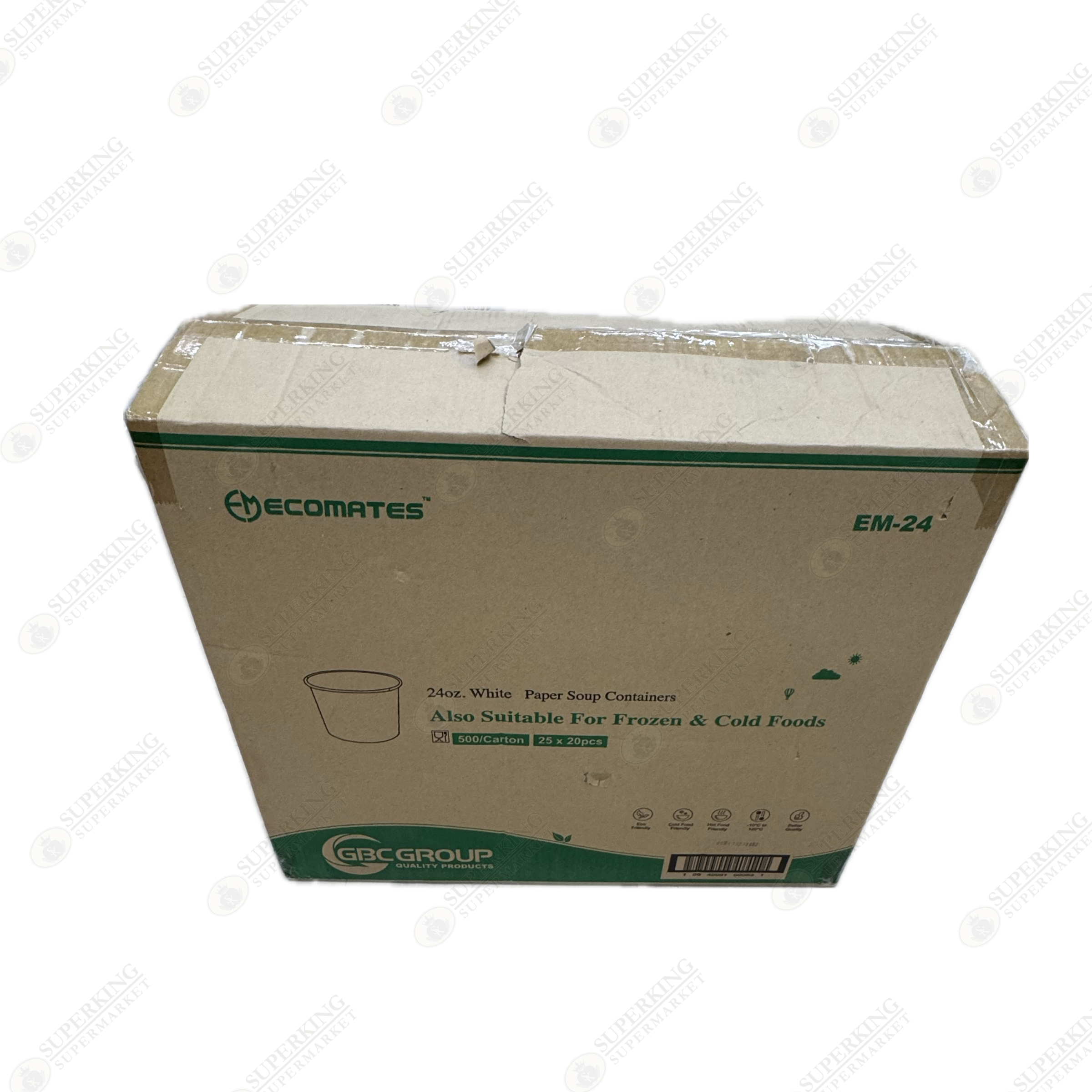 24 oz White Paper Soup Containers EM-24 (500 pieces)