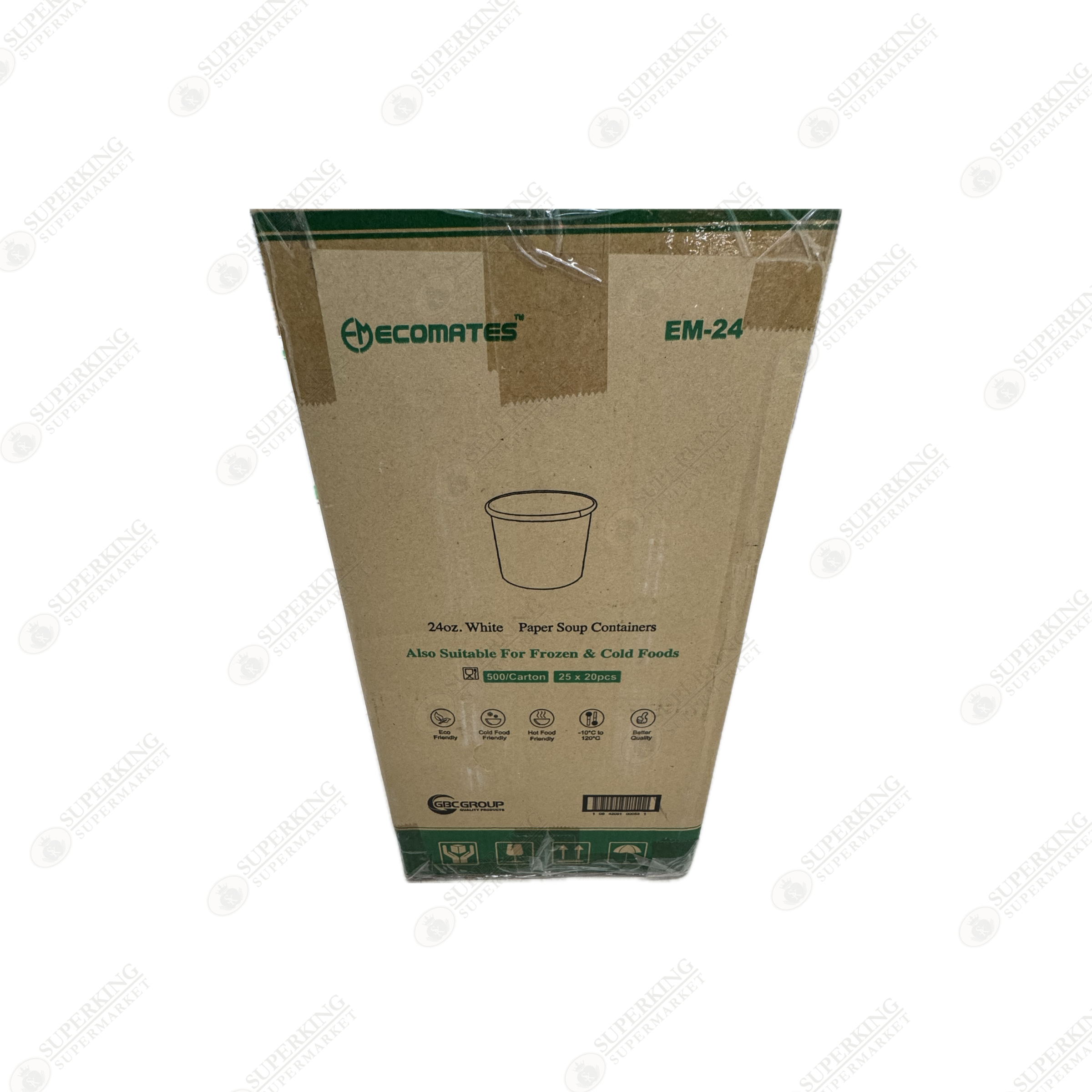 24 oz White Paper Soup Containers EM-24 (500 pieces)