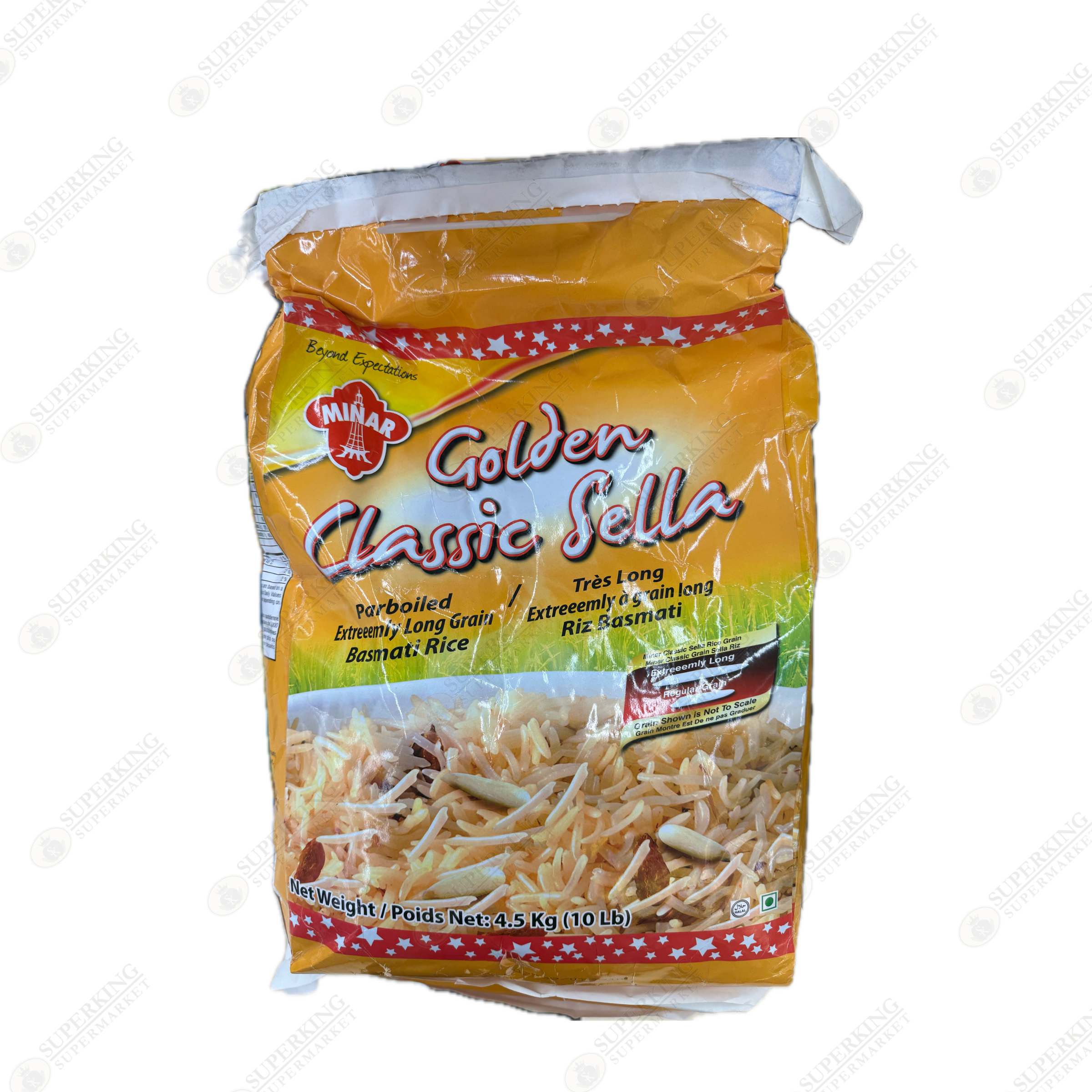 Minar Golden Classic Sella Parboiled Extremely Long Grain Basmati Rice 4.5kg / 10lbs