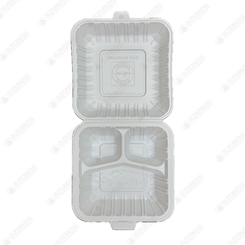 8.7" x 8.3" x 3.1"  New Gen 3- Compartment Hinged Eco-Friendly NG-083 (150 pieces)
