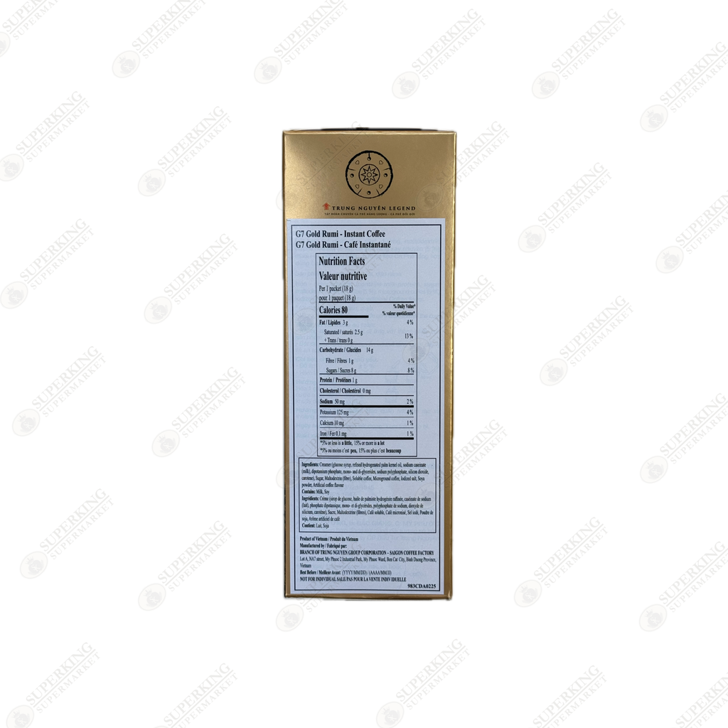 Trung Nguyen Gold Rumi Instant Coffee 14 x 18g