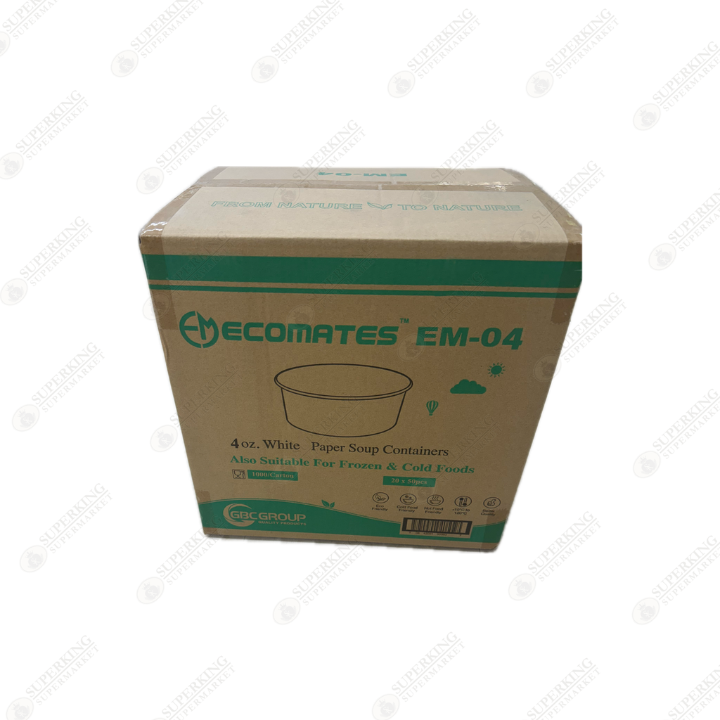 4 oz  White Paper Soup Containers EM-04 (1000 pieces)