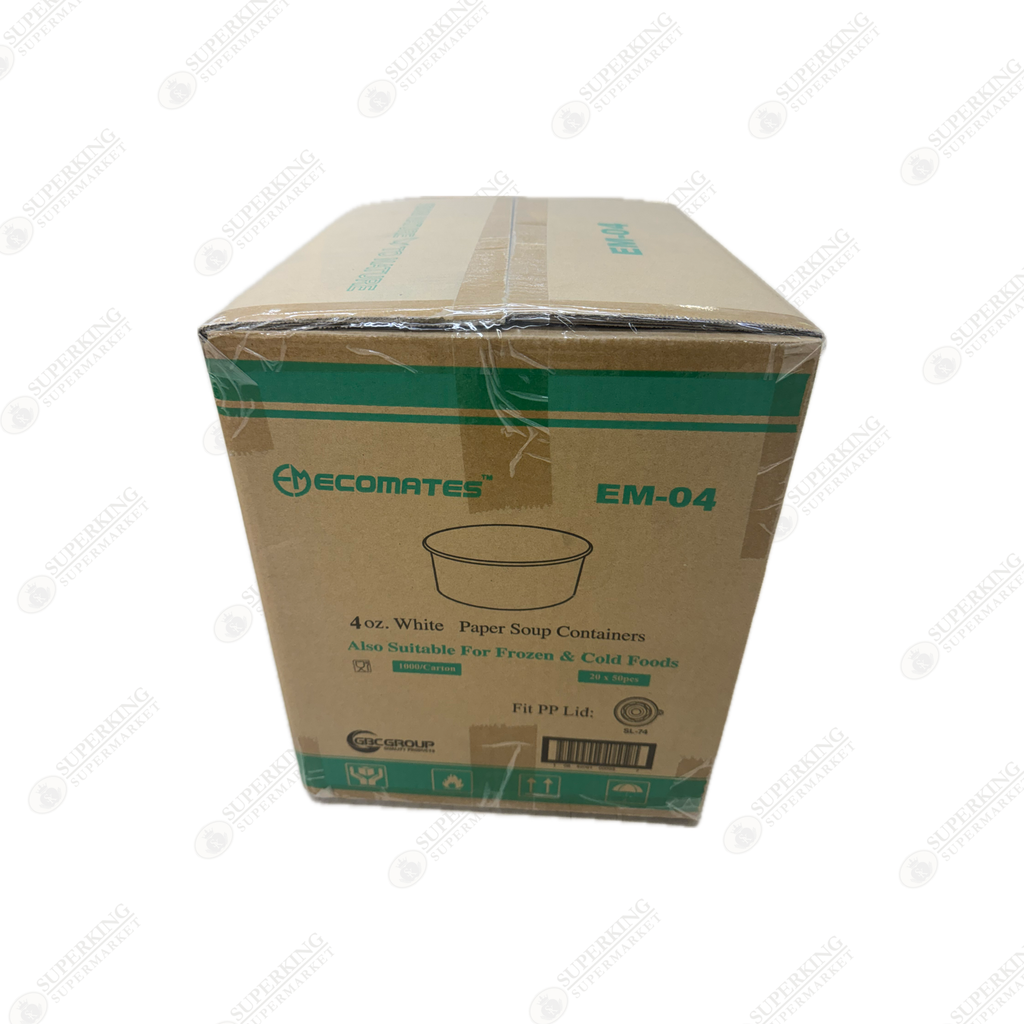 4 oz  White Paper Soup Containers EM-04 (1000 pieces)