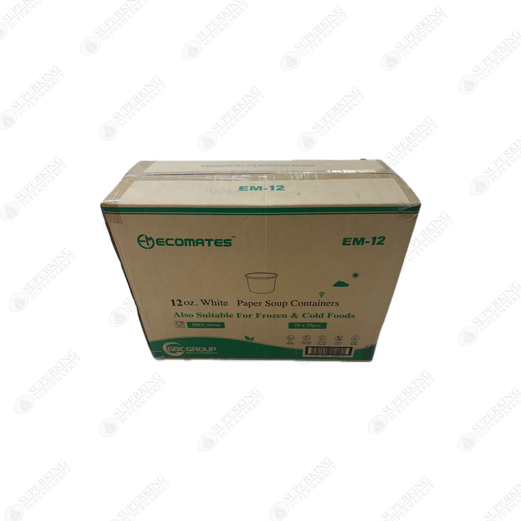 12 oz White Paper Soup Containers EM-12 (500 pieces)