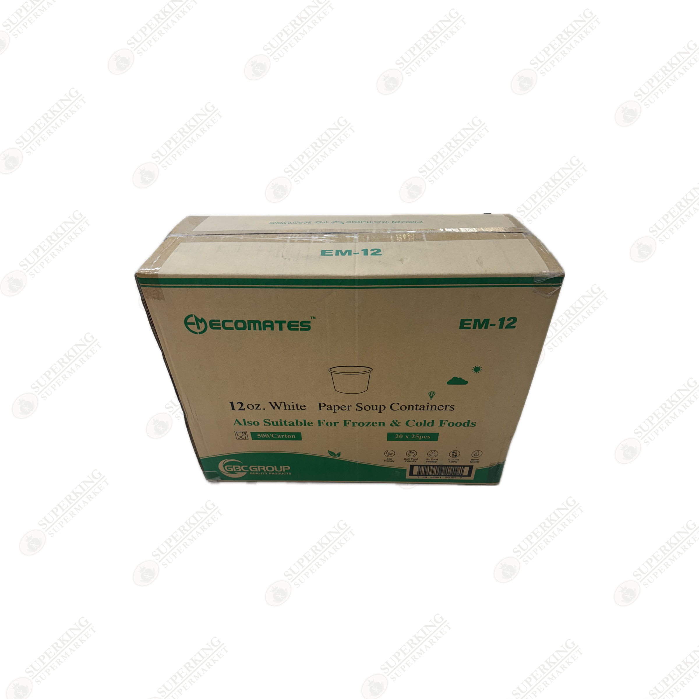 12 oz White Paper Soup Containers EM-12 (500 pieces)