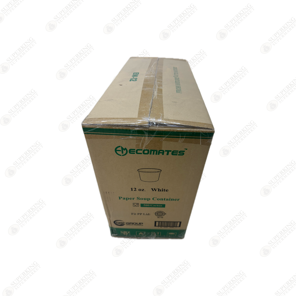 12 oz White Paper Soup Containers EM-12 (500 pieces)