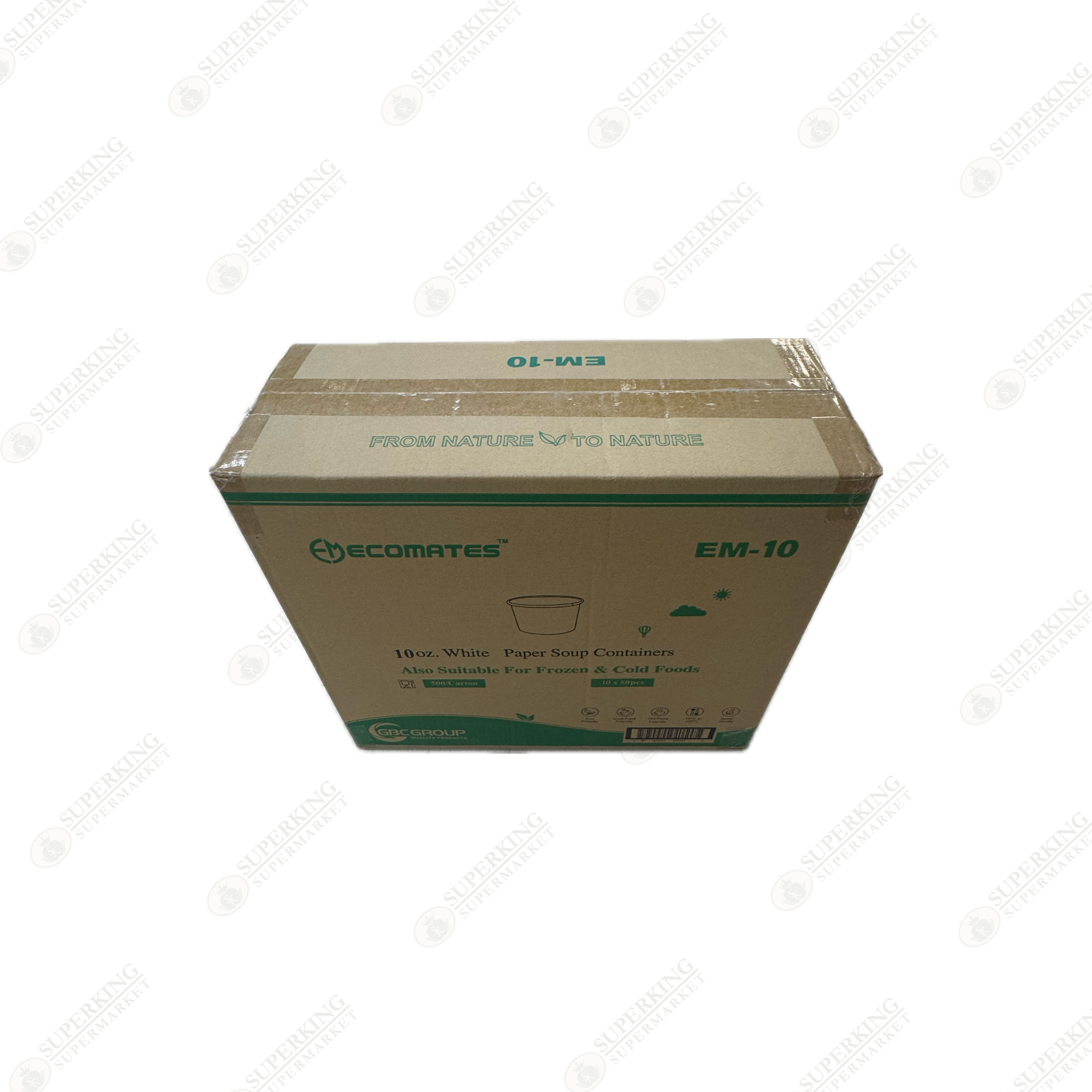 10 oz White Paper Soup Containers EM-10 (500 pieces)