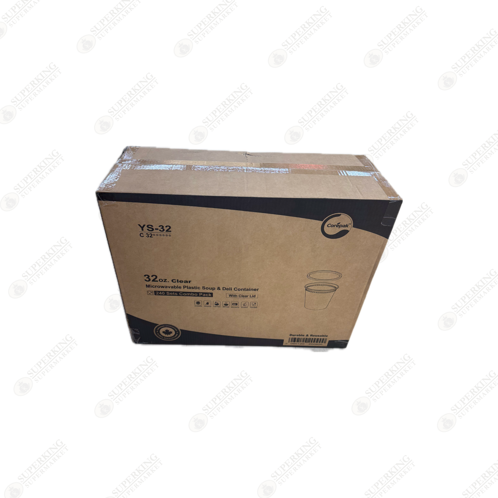 32 oz Clear Microwavable Plastic Soup & Deli Container w/Clear Lid YS-32 (240 Sets)