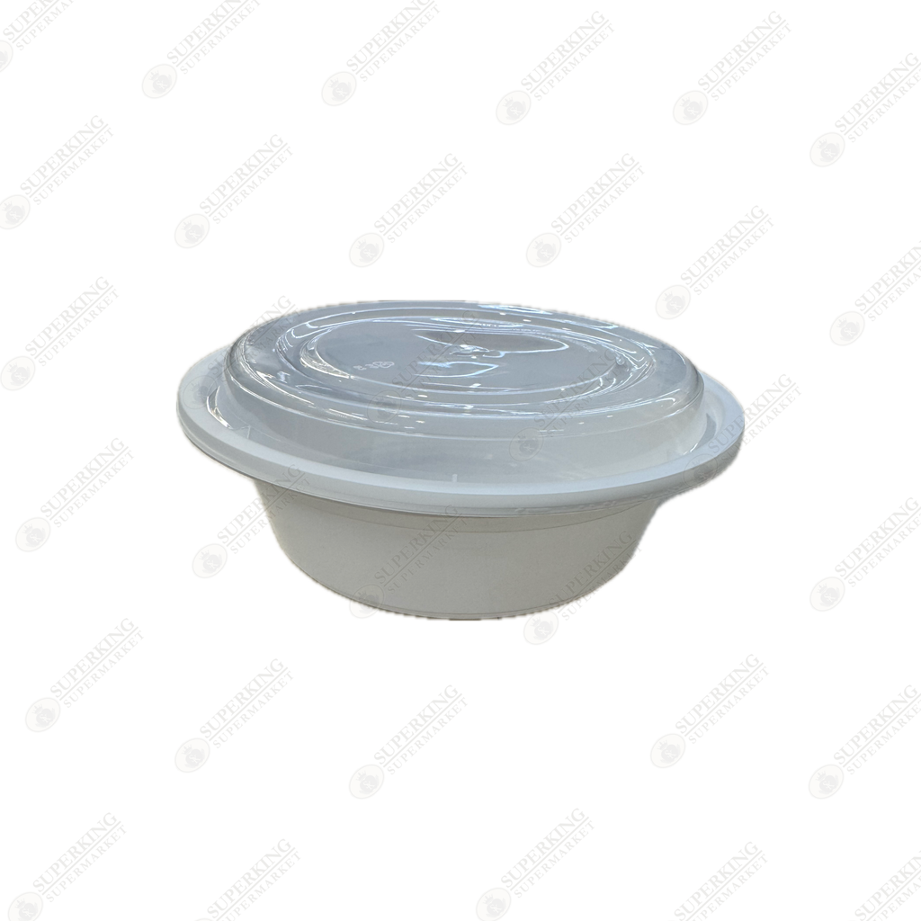 32 oz Round Microwavable Container White w/ Clear Dome Lid Y-929W (150 sets)
