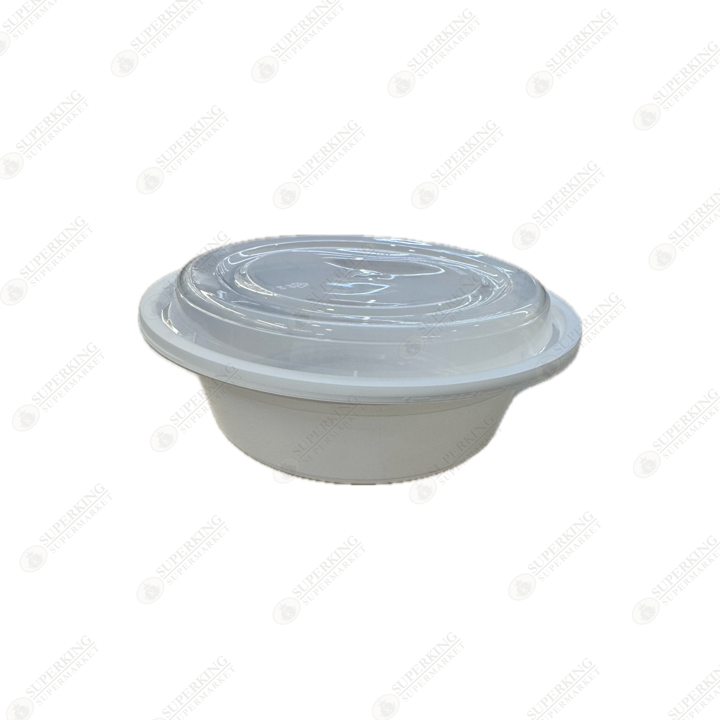 32 oz Round Microwavable Container White w/ Clear Dome Lid Y-929W (150 sets)