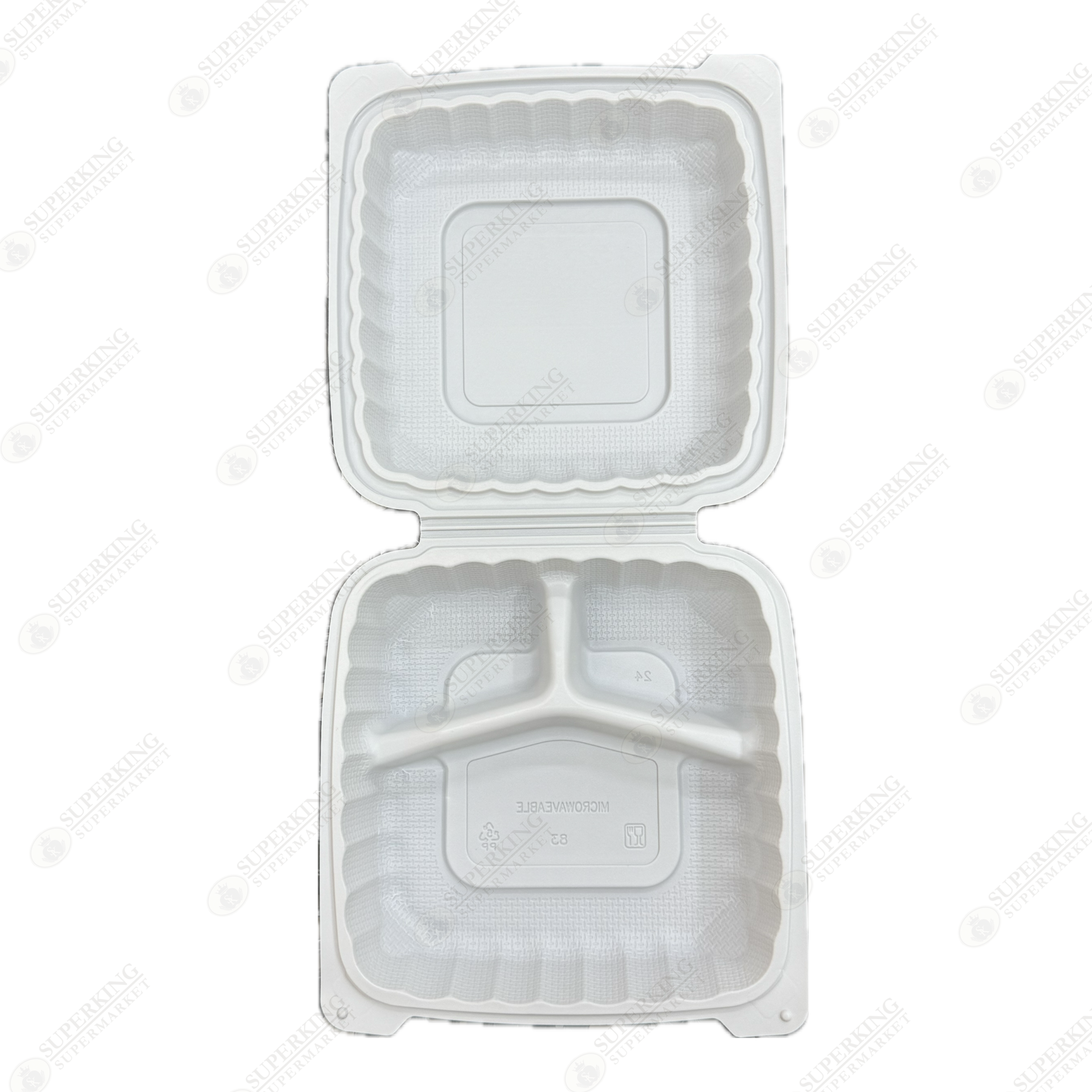 9" x 9" 3-Compartment MP-0903 Clamshell Container (150 pieces)