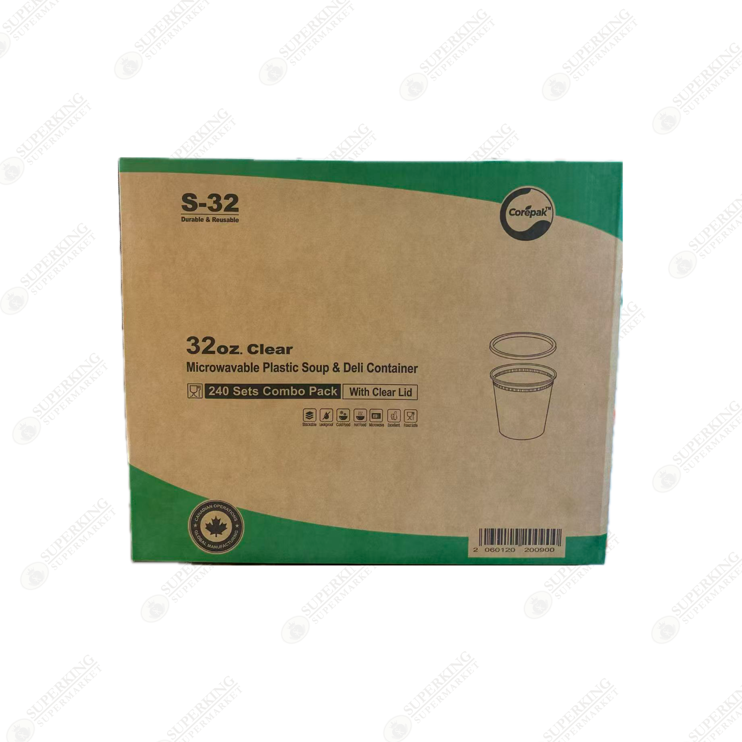 S-32 32oz Plastic Soup & Deli Container Microwavable with Clear Dome Lid (240 sets)
