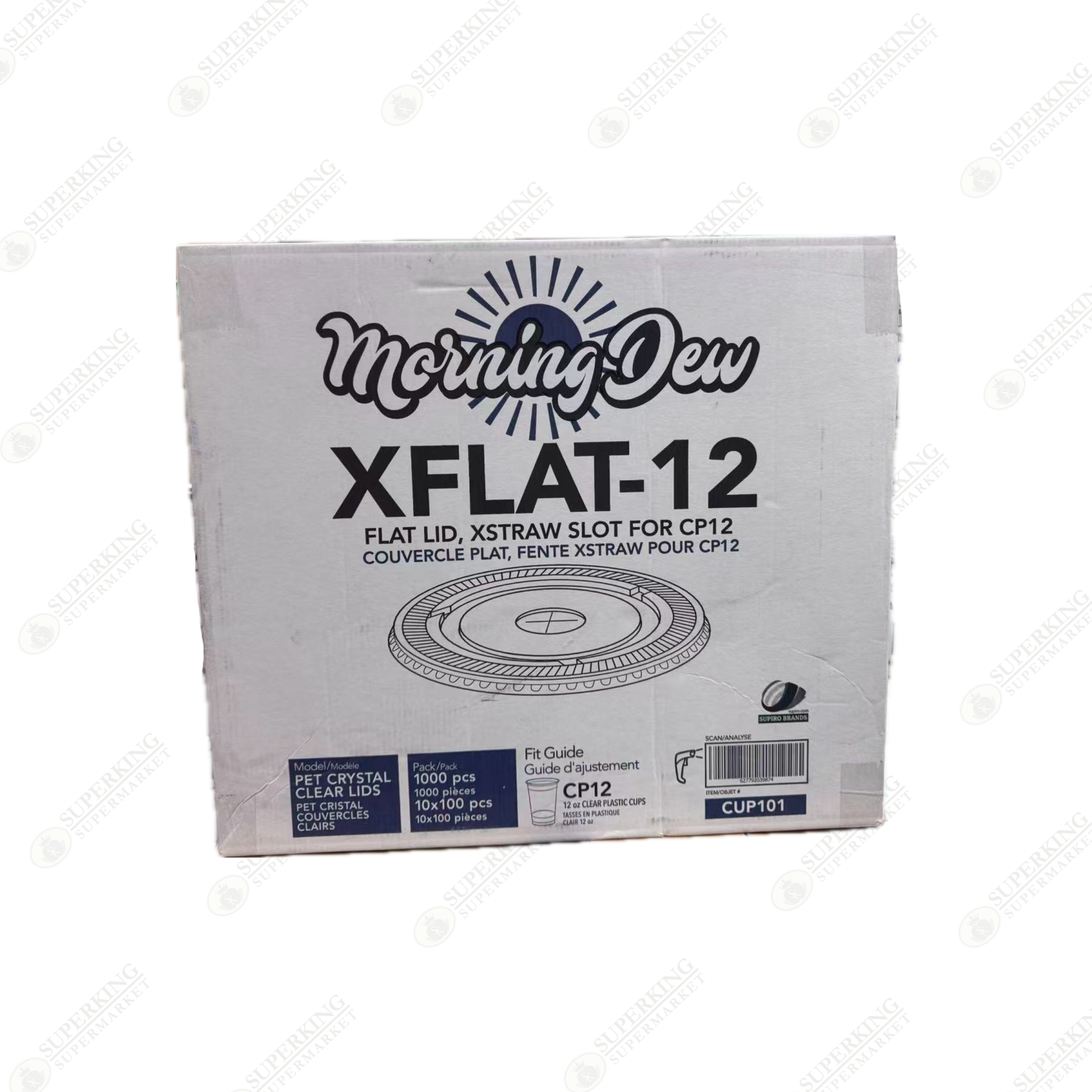 XFlat 12- Flat X-Slotted Lid (1000 pieces) - Compatible with CP12 Cups