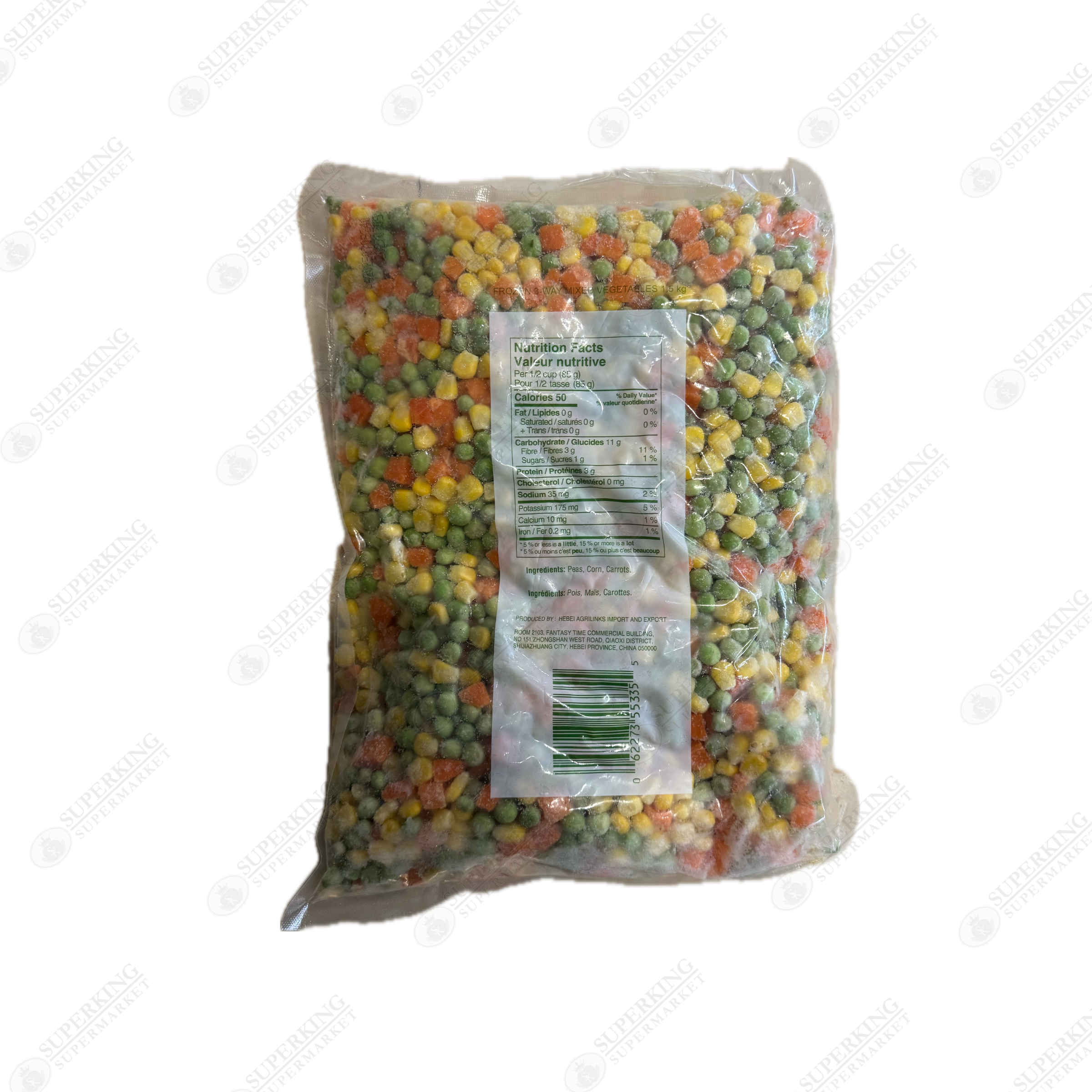 Frozen 3-way Mixed Vegetables 6 x 1.5kg
