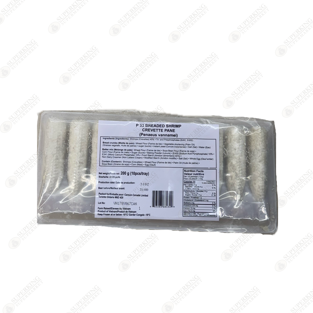 P33 Breaded Shrimp 4kg (20 x 10/pc/tray)