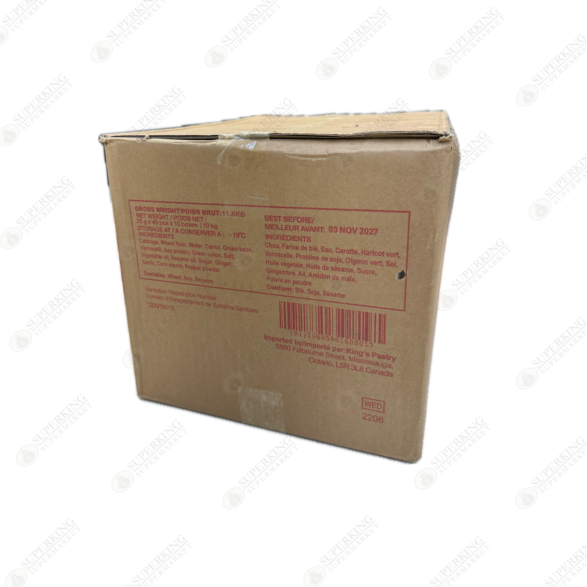 Frozen Vegetable Spring Rolls 10kg (10 packs x 1000g, 10 pieces per pack)