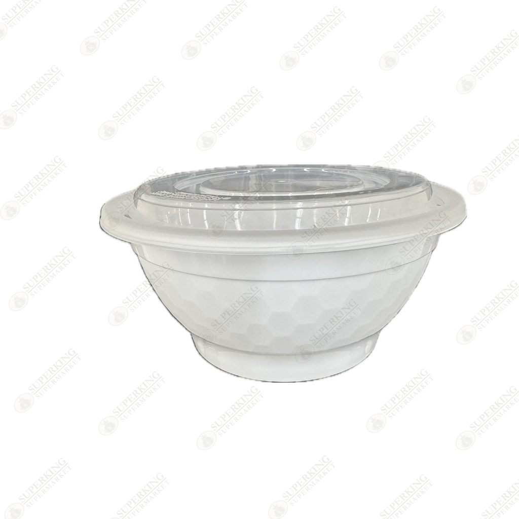 48 oz Round Bowl Microwavable Container White w/ Clear Dome Lid YN-48W (150 sets)