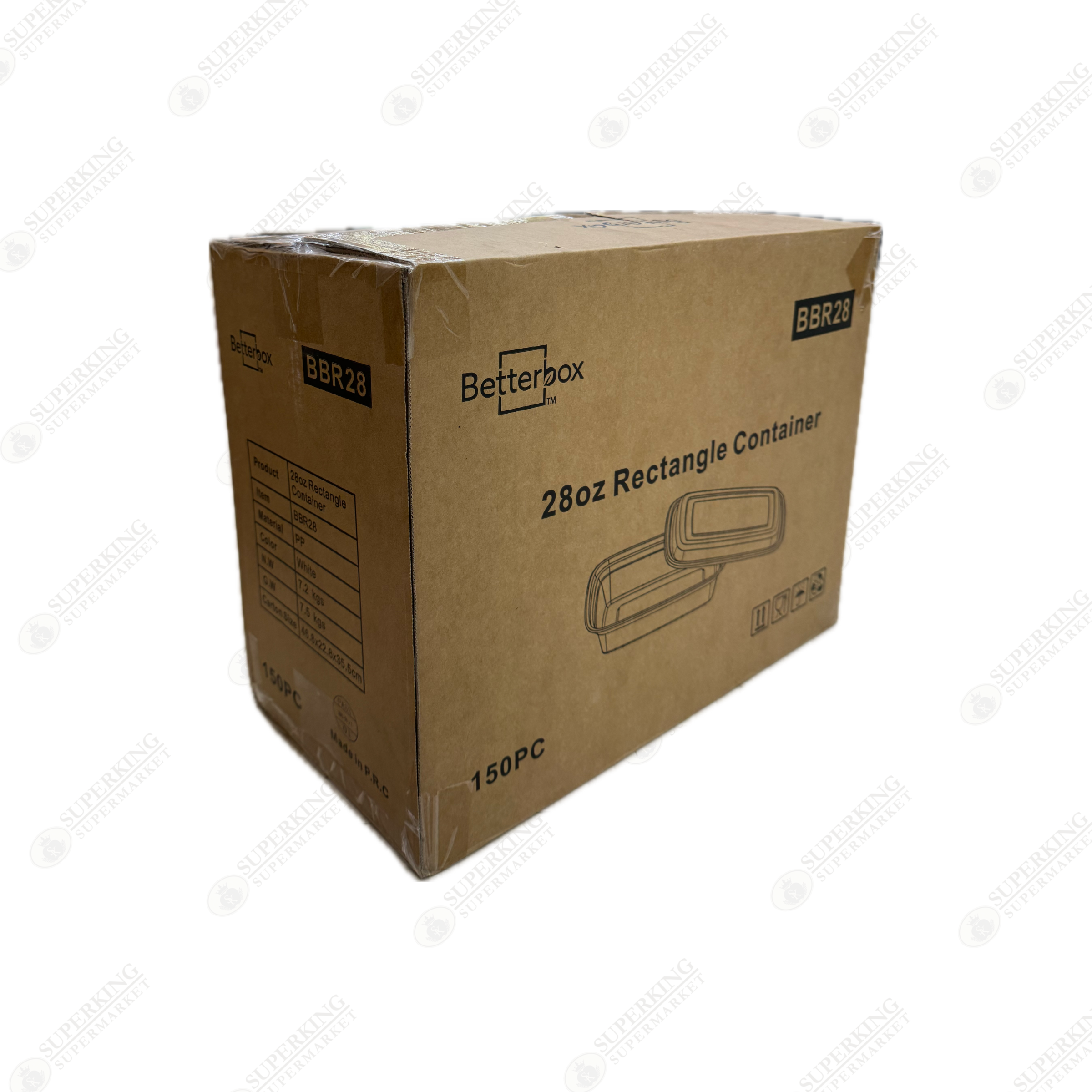 28oz Rectangle Container BBR28 (150 pieces)