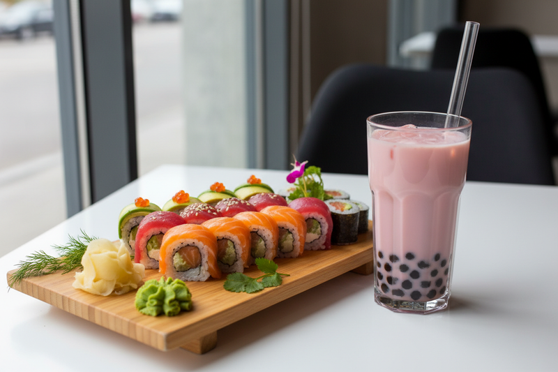 sushi and bubble tea